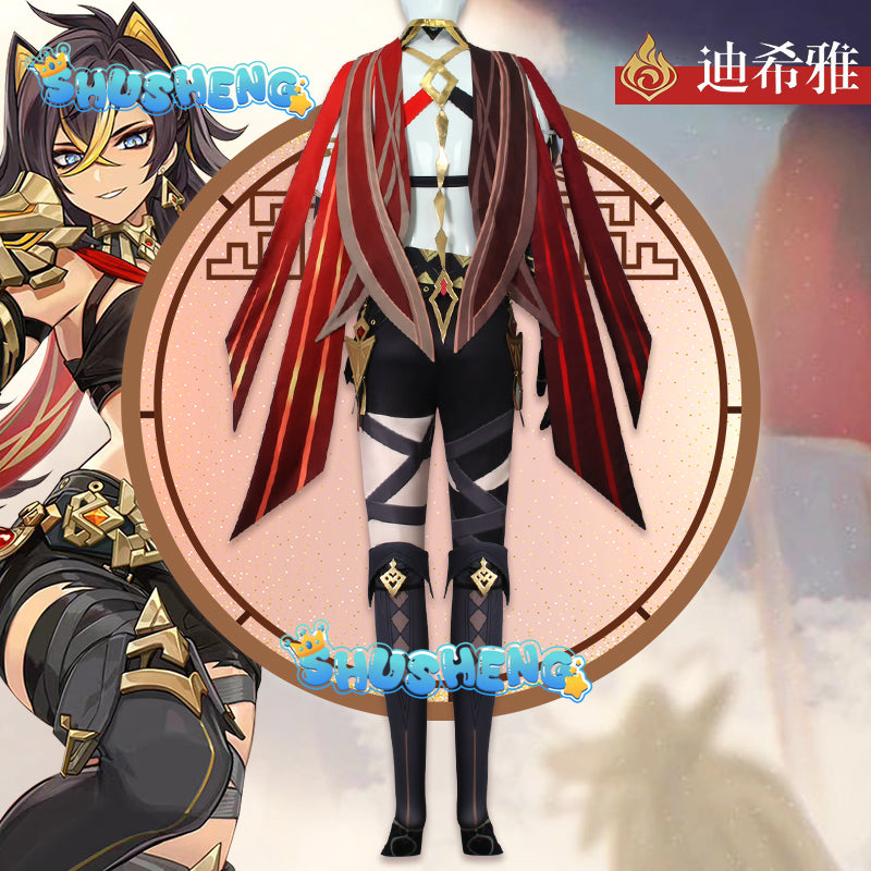 Genshin Impact Dehya Cosplay Costumes The Eremite Dehya Role Right Arm Claw Full Set Props Game Exhibition Wigs Ear Accessories