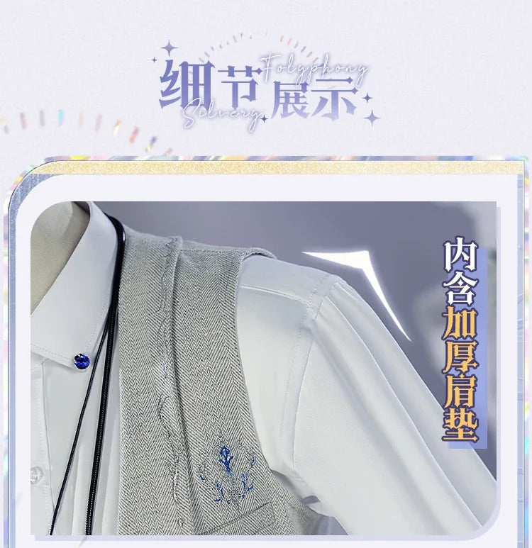 Game Love And Deepspace Xavier Cosplay Costume Silver Polyphony Waterfall Sonata Uniform Halloween Party Women Carnival Outfit