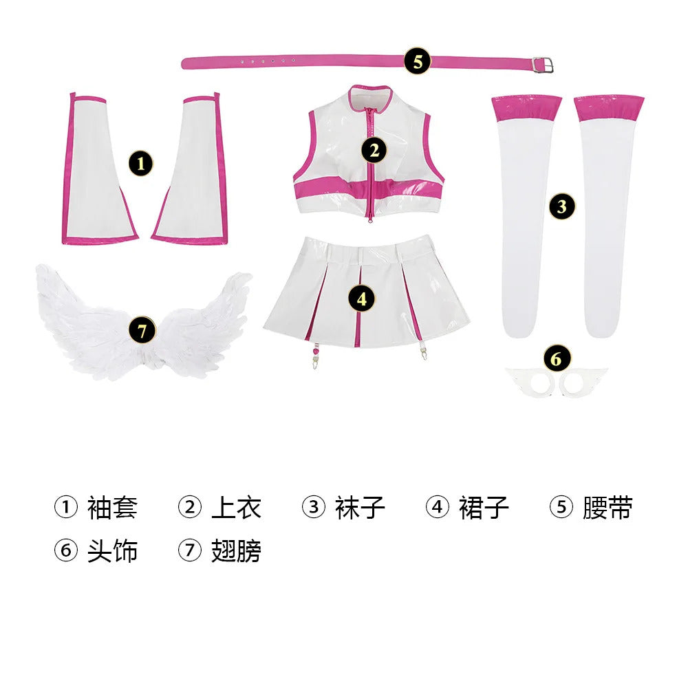 Lilysa Amano Liliel Cosplay Costume Wig Skirt Anime 2.5 Dimensional Seduction Uniform Wings Headwear Halloween Party for Women