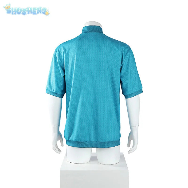 Steve Movie Cosplay Costume Halloween Carnival casual blue short sleeved men's and women's fashionable T-shirt