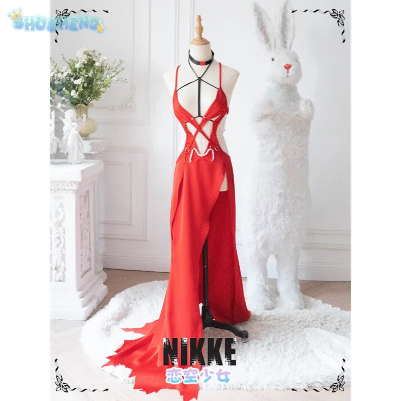 NIKKE The Goddess of Victory Red Hood Cosplay Little Red Riding Hood Costume Halloween New Red Long Dress Elegant Woman Uniform