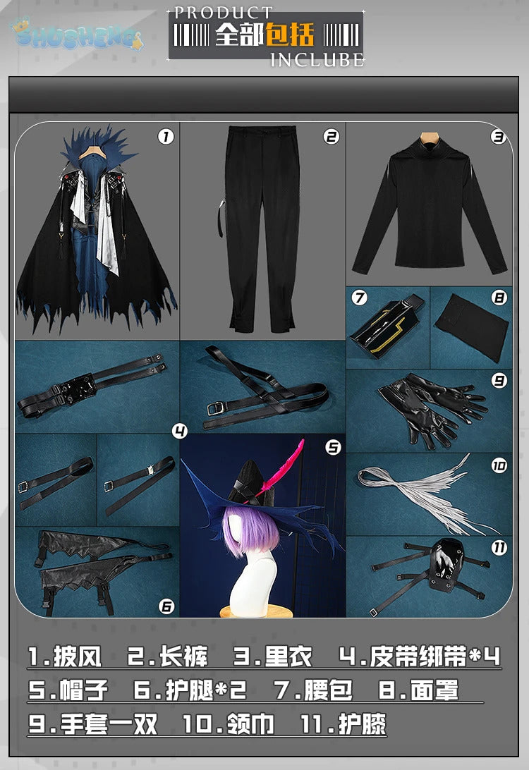 Shusheng Arknights Ulpianus Cape Hat Cosplay Costume Cos Game Anime Party Uniform Hallowen Play Role Clothes Clothing