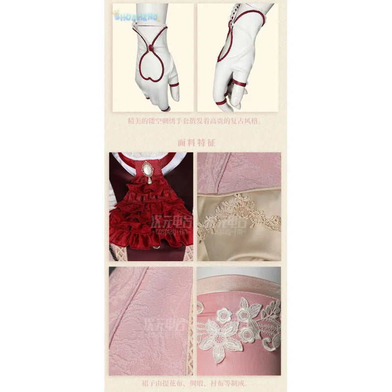 Game Tekken 8 Lili Cosplay Emilie De Rochefort Costume Wig skirt glove accessories Halloween party cute and sweet pink dress set