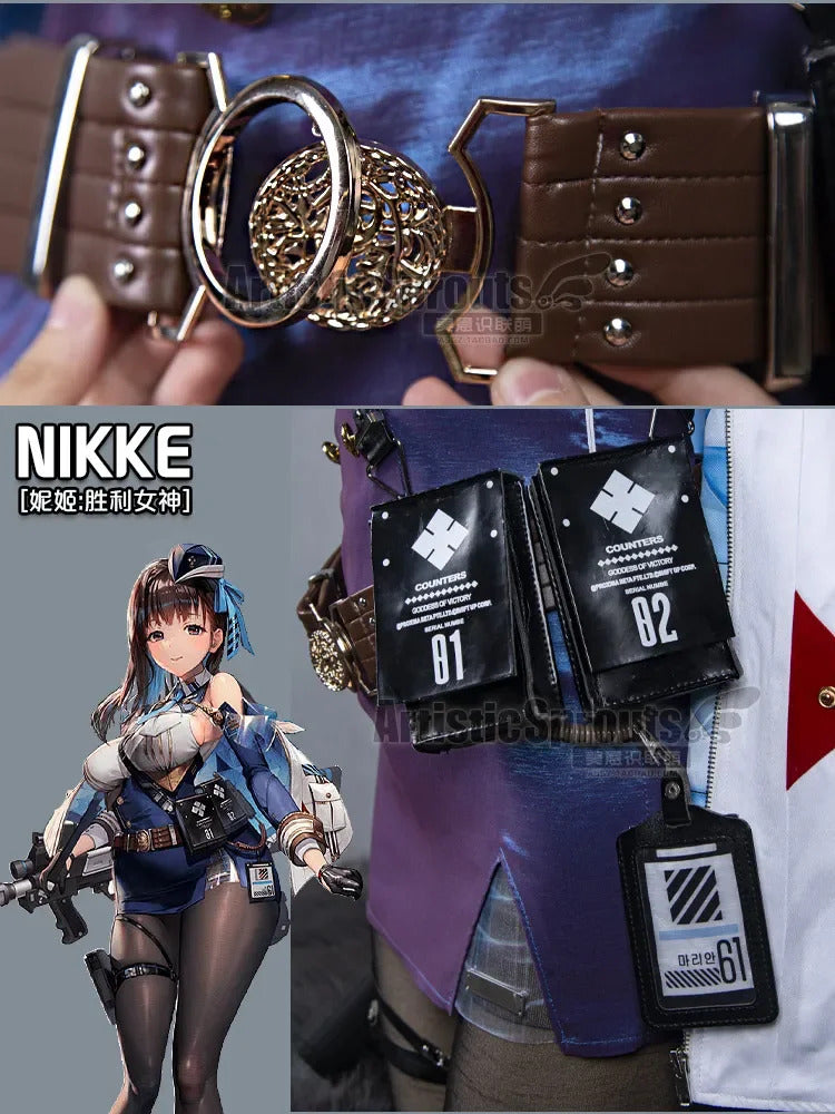 Nikke: Goddess of Victory Cosplay Marianne Costume Marian Women sexy bag buttocks skirt shirt tie hat socks Halloween uniform
