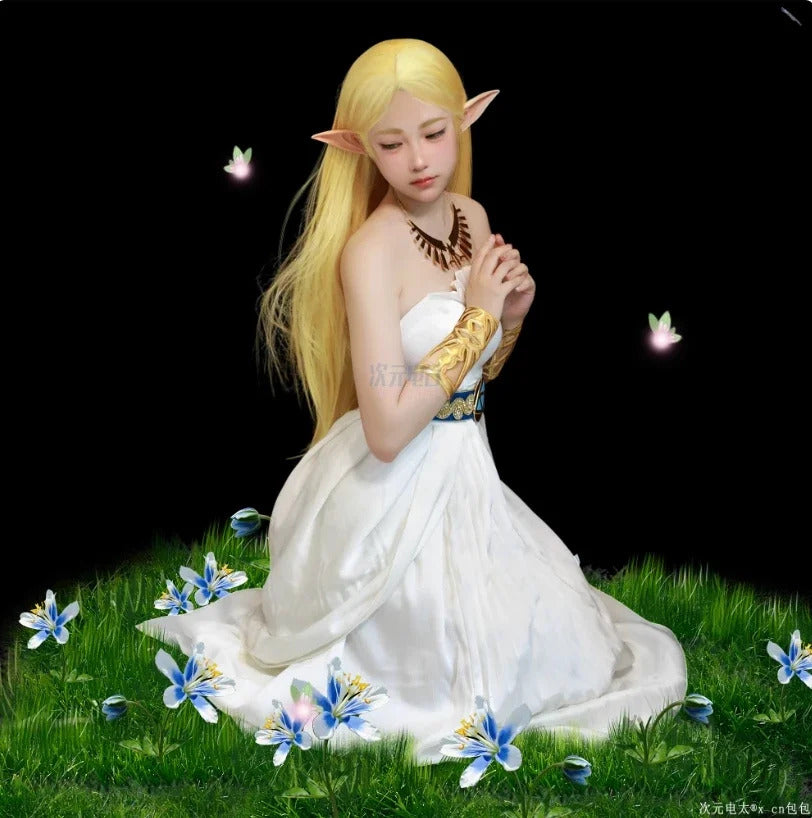 Game Zelda: Breath of the Wild Zelda Cosplay Costume Dress Belt Earrings Necklace Glove Set Halloween Party Sexy Women Uniform
