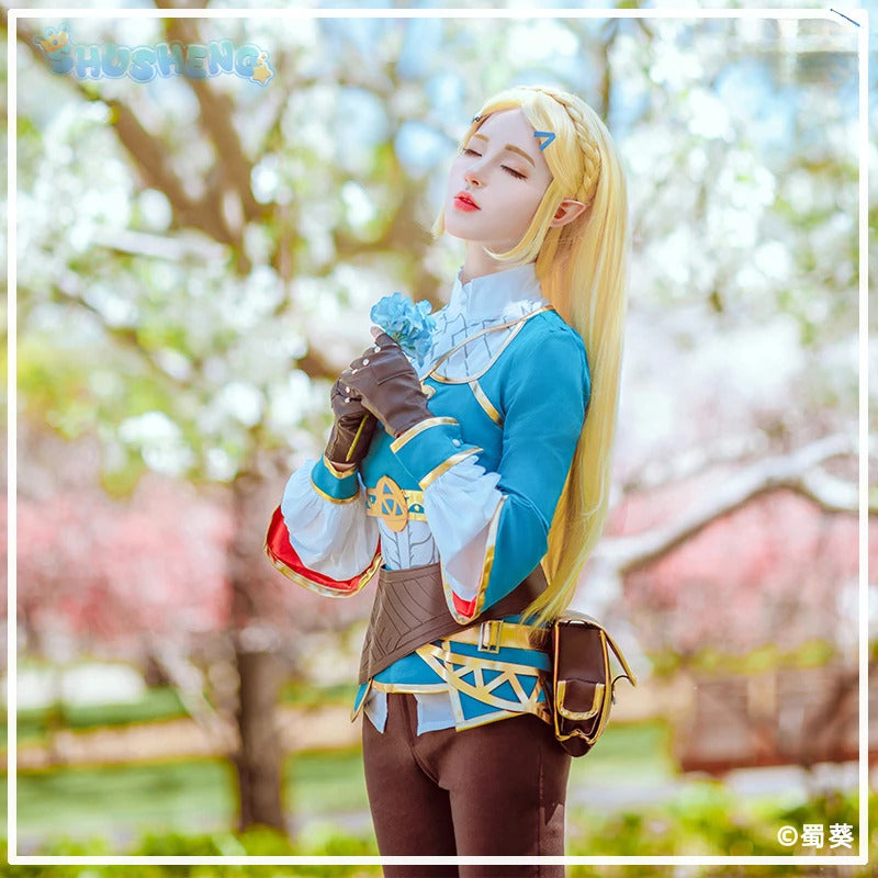 Game Princess Zelda Cosplay Costume Halloween Roleplay Masquerade Woman Accessories Wig Ears Complete Set