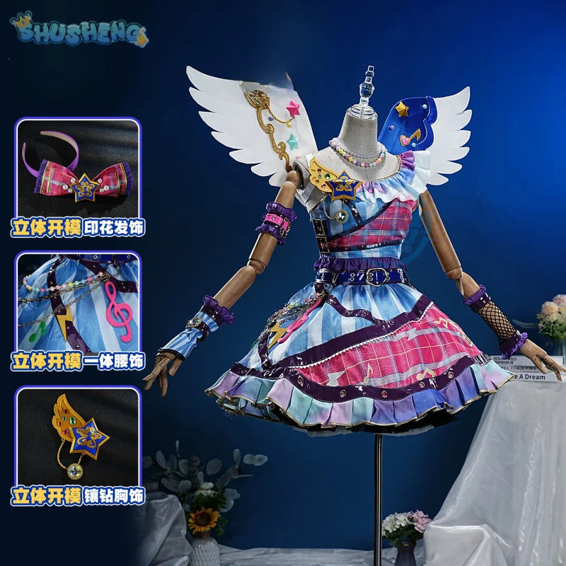 Anime Aikatsu !Otoshiro Noeru Hoshimiya Ichigo Cosplay constellation Costume Girl Sweet Lolita Dress Wing Prop Halloween Uniform