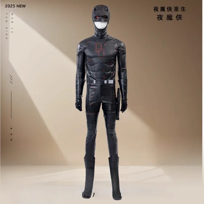 Superhero Matt Murdock Movie Daredevil 2 Cosplay Costume Halloween Men High Quality Leather Tight jumpsuit Gloves Props New Set