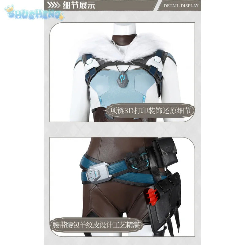 Freja Overwatch OW Cosplay Costume Cloak jumpsuit waist belt vest gloves waist bag shoes prop set Halloween men women uniform