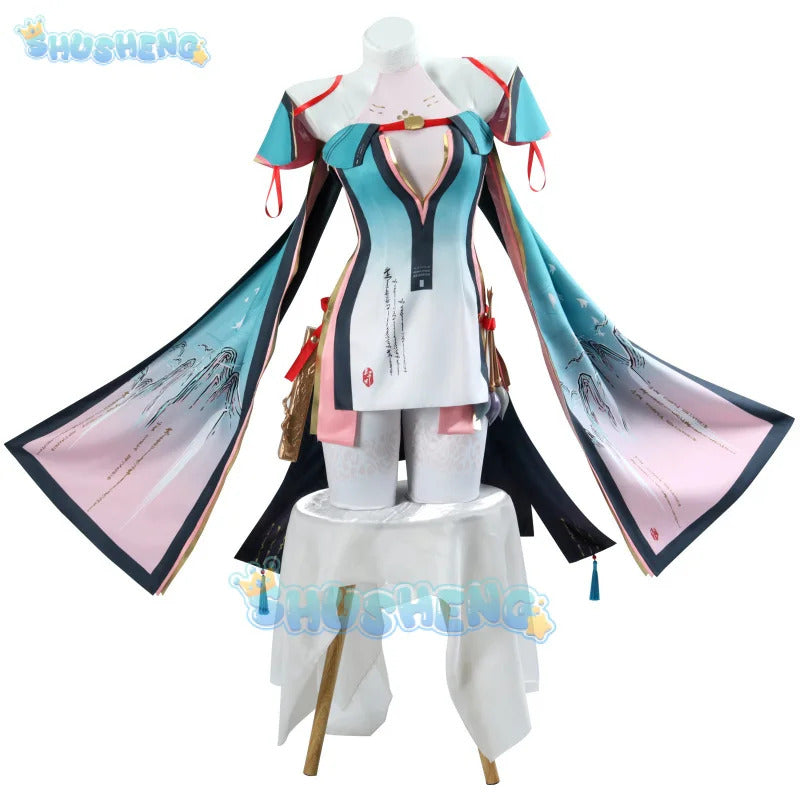 Shusheng wuthering waves Zhezhi cosplay costume wig dress uniform earrings headwear glasses Jinzhou Halloween party women props
