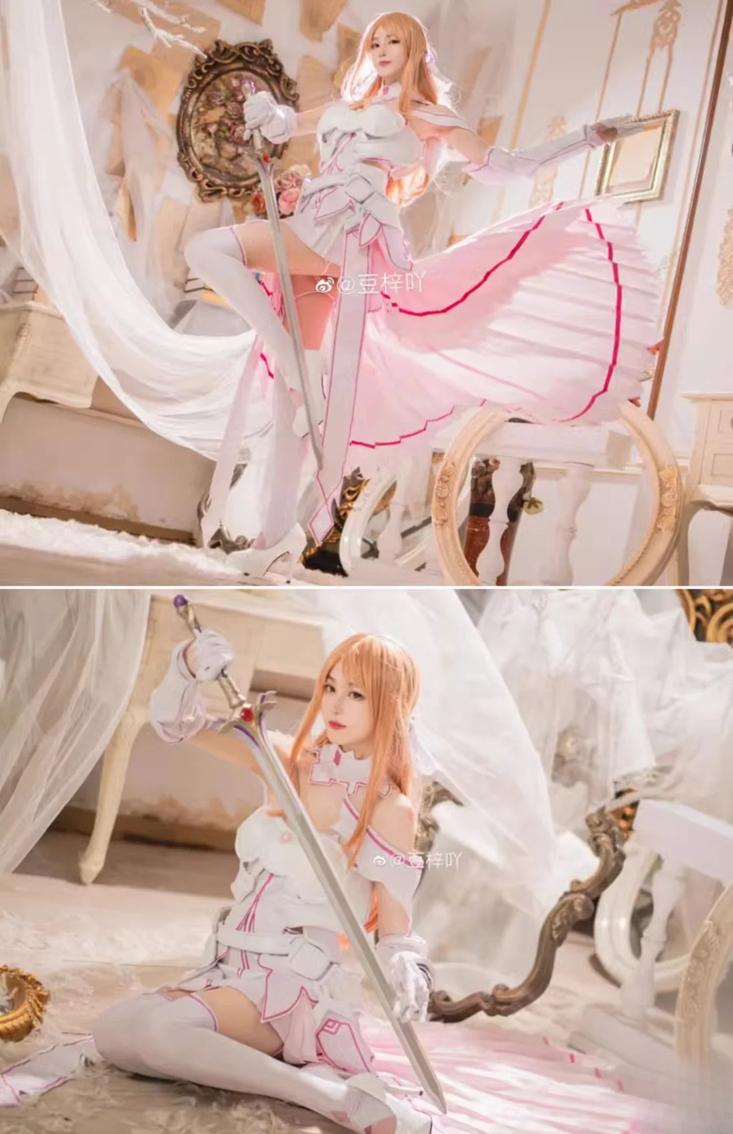 Sword Art Online Yūki Asuna Cosplay Yuuki Asuna SAO Costume Women Dress High Quality Uniform Headwear Gloves Armor Halloween Set