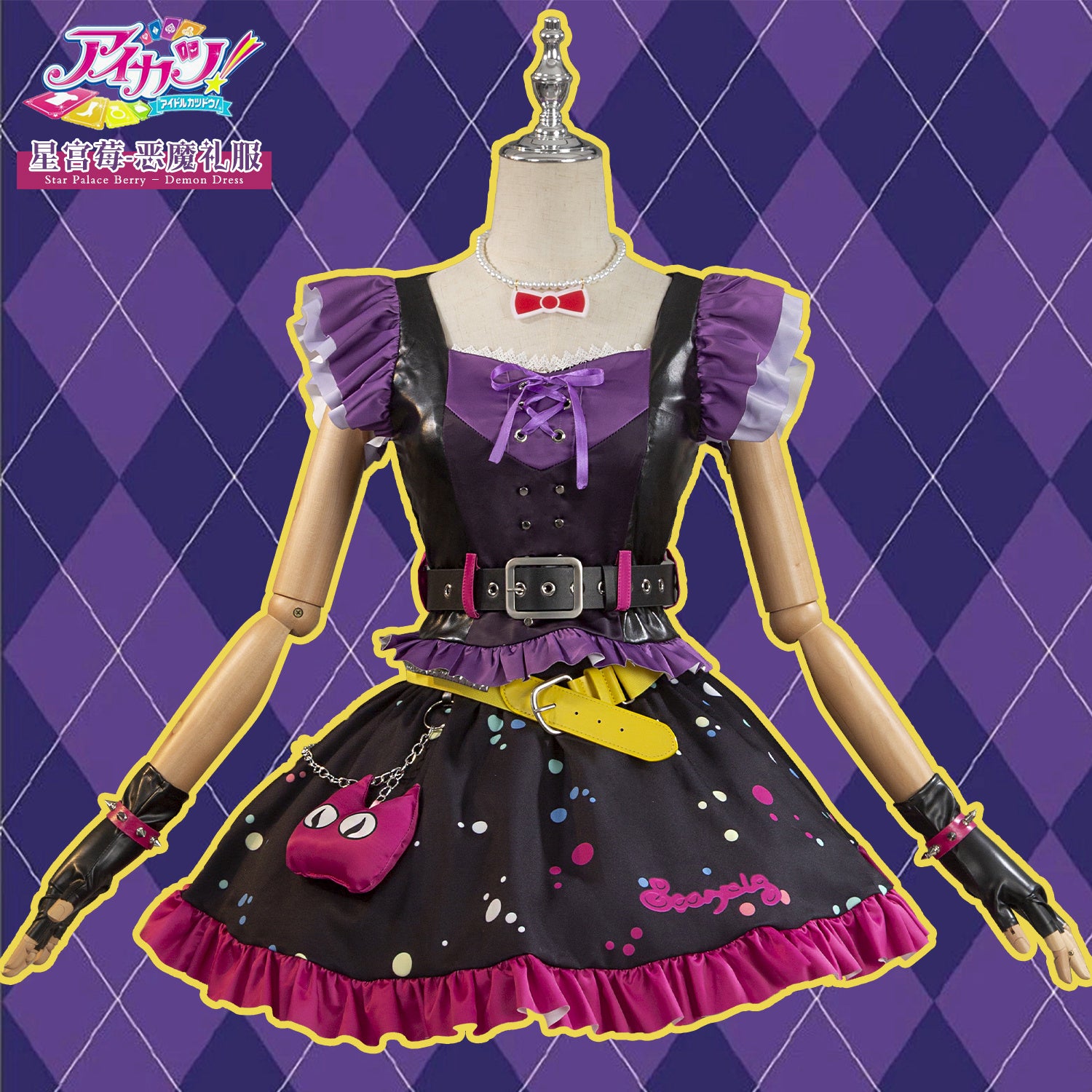 Anime Aikatsu! Hoshimiya Ichigo Cosplay Costume Sweet Devil Evening party Dress female Lolita in stock