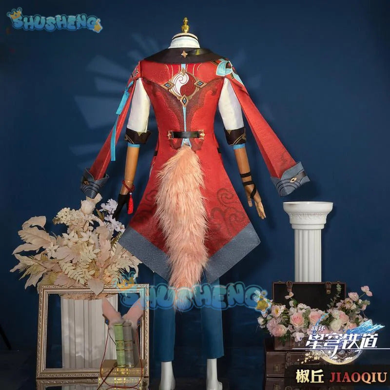 Honkai Star Rail Jiaoqiu Cosplay Costume Wig Uniform Headwear Tail Foxian Xianzhou Yaoqing Halloween Party for Women Men