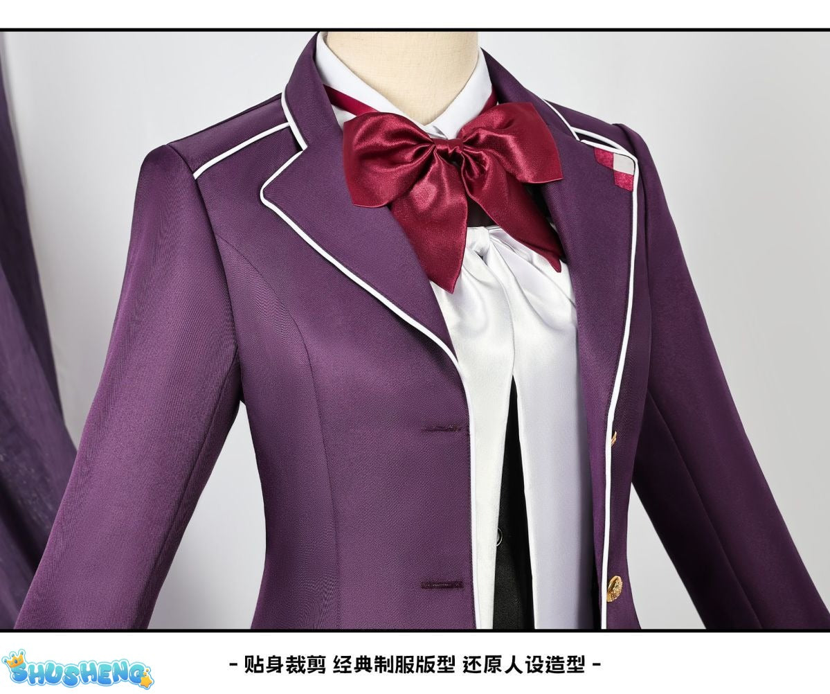 Game Diabolik Lovers Komori Yui Cosplay Costume Wig Fashion Purple Suit Uniform Dress Set for Women Halloween Party Role Play