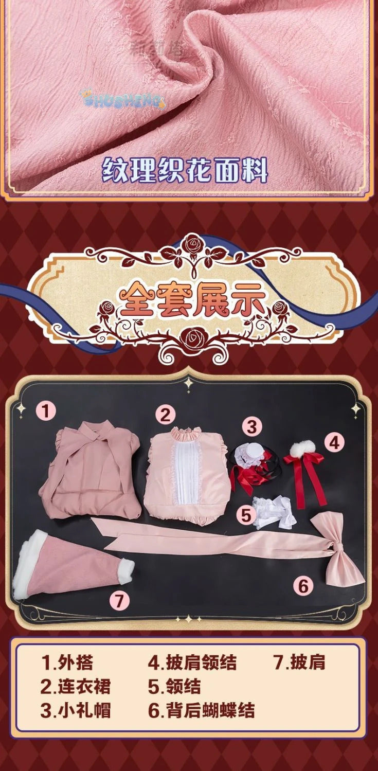 Victoric de Blois Cosplay costume Wig Anise Gosick Pink Dress Maid Lola Uniform Cloak hairpin Halloween Party Girls Women