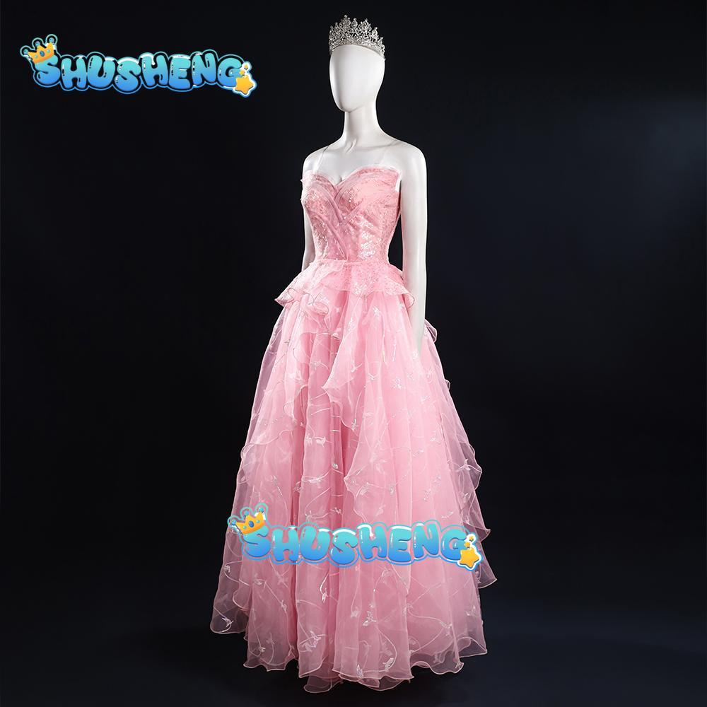 Wicked Glinda Cosplay Witches Costumes Clothes 2024 Movie Party Role-playing Princesses Pink Suit Dress Ball Gown Robe Hat