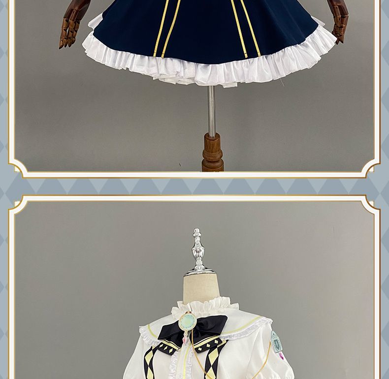 Anime Virtual YouTuber Ace Taffy Cosplay Costume VTuber British Style School Uniform Shirt Strap Dress Wig Woman Cute Party Suit