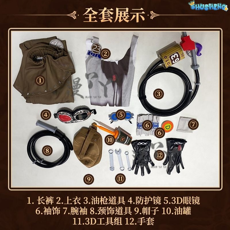 Game Identity V Demi Bourbon Barmaid Cosplay Costume Protective goggles hats gloves accessories props Halloween party New Set