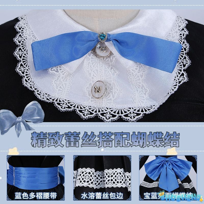 Stocking Anarchy Cosplay Panty & Stocking Black Dress Uniform Long Blue Halloween Party Outfits for Women
