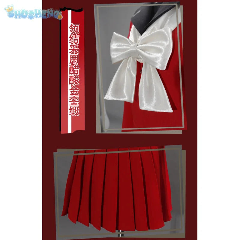 The Hundred Line -Last Defense Academy- Cosplay Tsukumo Kako Costume Red JK Dress Coat Tie Headwear Halloween Men Women Uniform