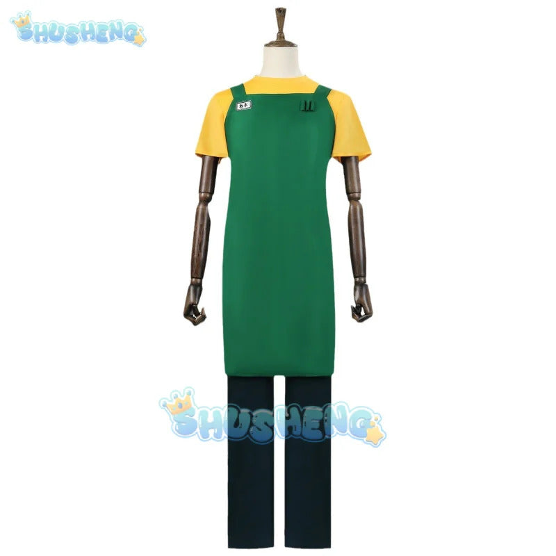Taro Sakamoto Cosplay Anime Costume Sakamoto Days Yellow T-shirt Green Apron Glasses Halloween Party Women Men Shusheng