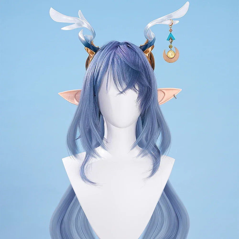 Genshin Impact Lauma Cosplay Costume Dress Uniform Headwear Earrings Frostmoon Scions Halloween Party for Women Girls