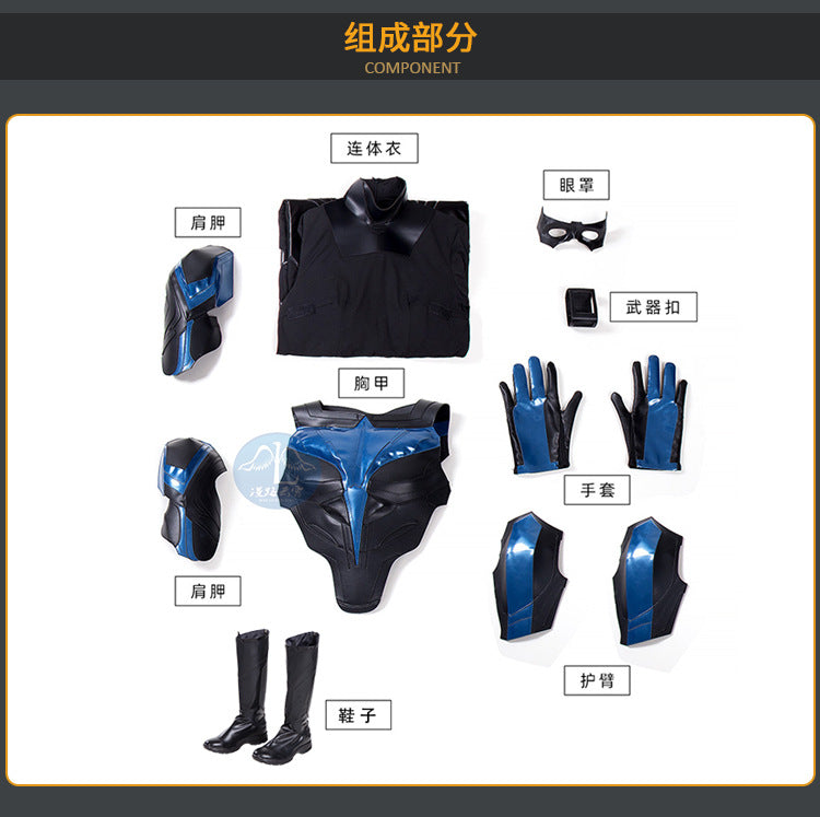 Titans Nightwing Cosplay Costume Carnival Halloween Cosplay Dick Grayson Jumpsuit Superhero Robin Outfit Fancy Men Costume