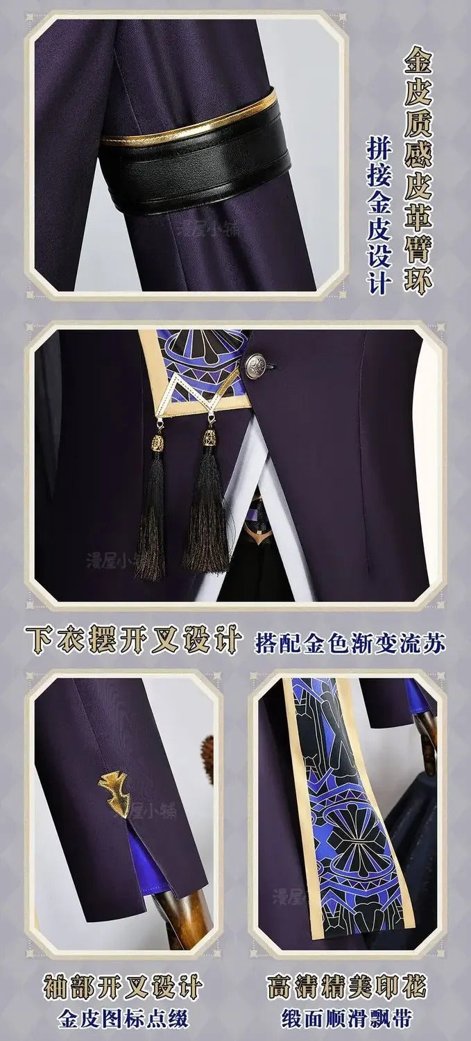 Shusheng-N Genshin Impact Cyno Cosplay Radiant Night Banquet Costume Coat pants belt necklace prop set Halloween fashion Cyno Men uniform