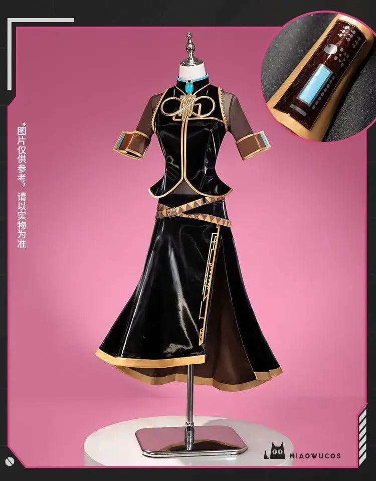 Miku cosplay costume Halloween carnival new top dress socks props wig set men women Chinese style Miku uniform
