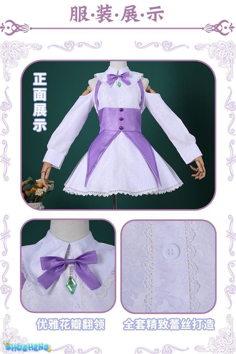 Anime Re:Zero Emilia Cosplay Costume Wigs Suit Coser Halloween Party Role Play Outfit Dress