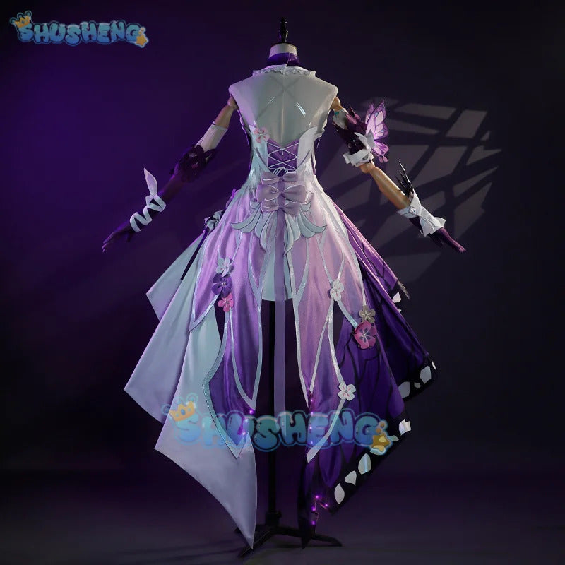 Honkai Star Rail Castorice Cosplay Costume Wig Dress Headwear Earrings Butterfly Props Halloween Party for Women Girls Carnival