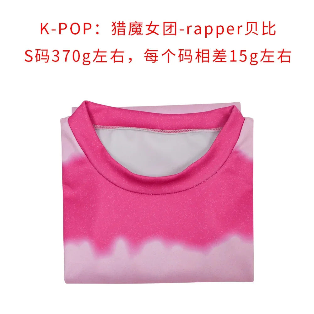 Anime KPop Demon Hunters Saja Boys Baby Saja Cosplay Costume Pink Striped Long Sleeves Uniform Halloween Party for Women Men