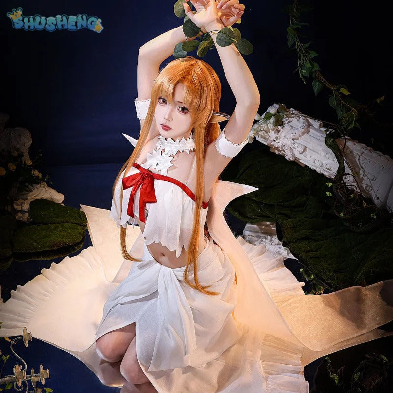 Shusheng-SR Sword Art Online SAO Yūki Asuna Cosplay Yuuki Asuna Elf prison uniform Costume Halloween sexy dress school props sweet Woman set