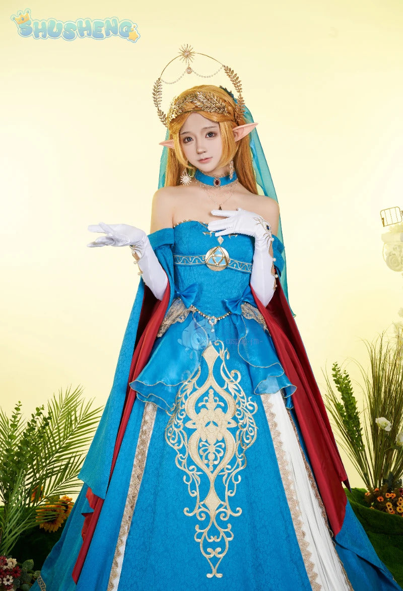 Zelda Cosplay Costume Halloween party wig Elf ears Accessories gorgeous cute Lolita dress Zelda princess Woman set