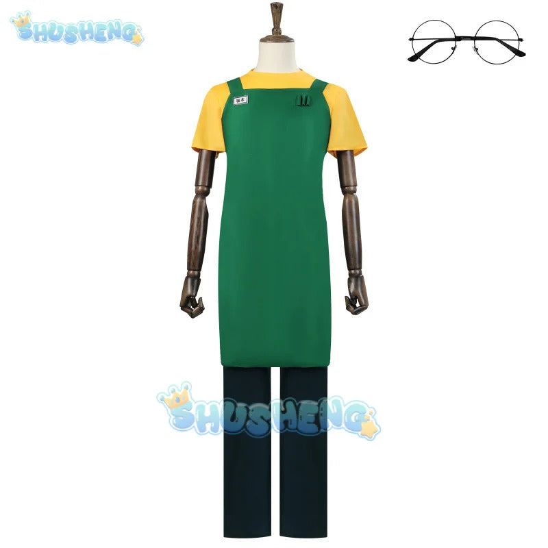 Taro Sakamoto Cosplay Anime Costume Sakamoto Days Yellow T-shirt Green Apron Glasses Halloween Party Women Men Shusheng