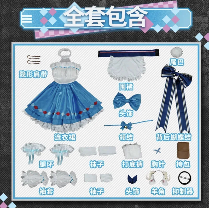 Shusheng Arknights Eyjafjalla A Picnic Before A Long Trip Game Suit Sweet Lovely Dress Cosplay Costume Halloween Party Outfit