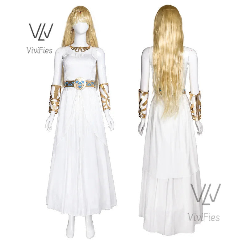 Game Zelda Princess Dress Cosplay Elegant Sexy Fairy Clothing Uniform Headdress Accessories Set Halloween Woman Costume Outfit