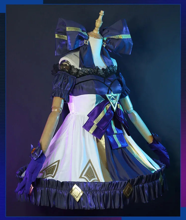 Shusheng-R LOL Gwen Cosplay Costume Dark Gothic Style Ruined Doll Outfit League Legends Cos Women Halloween Party Dress Custom