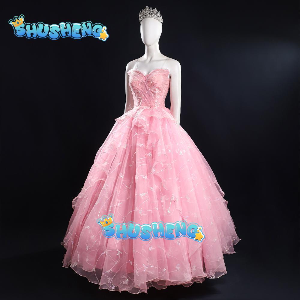 Wicked Glinda Cosplay Witches Costumes Clothes 2024 Movie Party Role-playing Princesses Pink Suit Dress Ball Gown Robe Hat