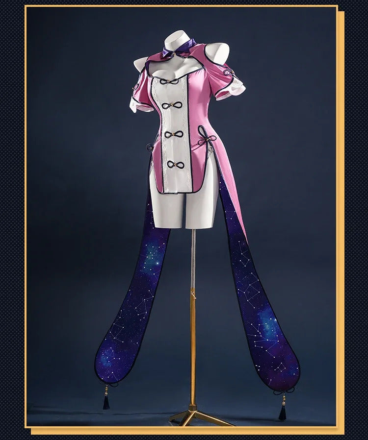 Shusheng-R Anime Date A Live Mukuro Hoshimiya Cosplay Costume Dress Spirit Form Outfit Lilac White Astral Qipao Halloween for Women Girls