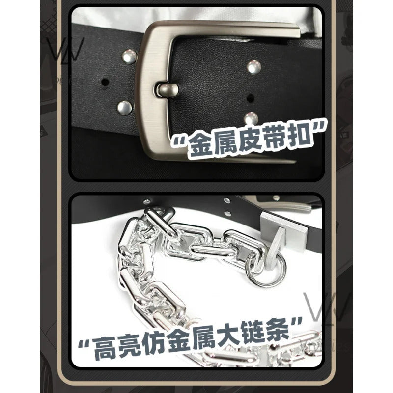 Game Zenless Zone Zero Billy Kid Cosplay Costume Wig Mask Guns Weapons Leather Uniform White Hair Cunning Hares Aka Gentle House