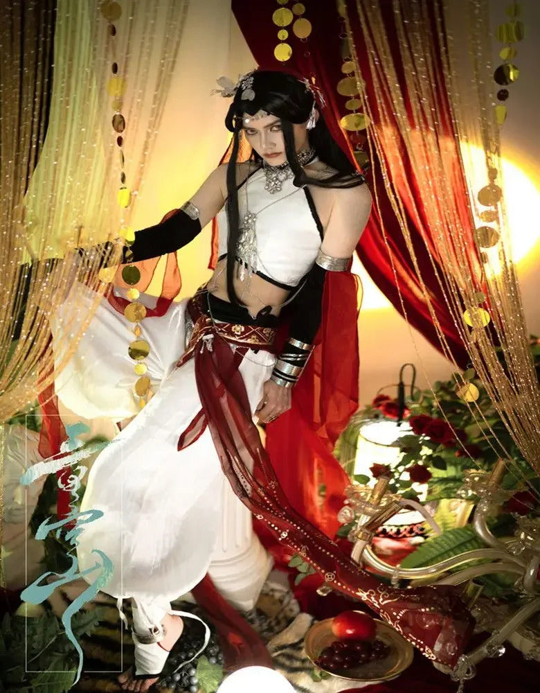 Shusheng-N Novel Heaven Official's Blessing Xie Lian Cosplay Entering Loulan Costume Halloween Carnival Hanfu Wig Men Women uniform Set