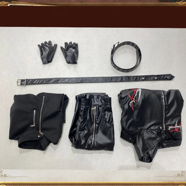 Love and Deepspace Sylus Cosplay Visitors from another world Costume Halloween Carnival Fashion Leather Props Uniform Sylus Set