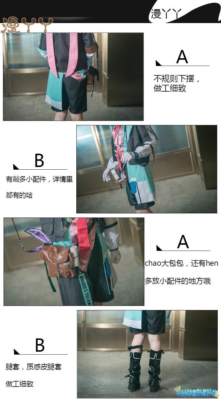 Game Arknights Ansel Cosplay Costume Rhode Island Medical Treatment Doctor Uniform Wig Shoes For Women Men Halloween Cos