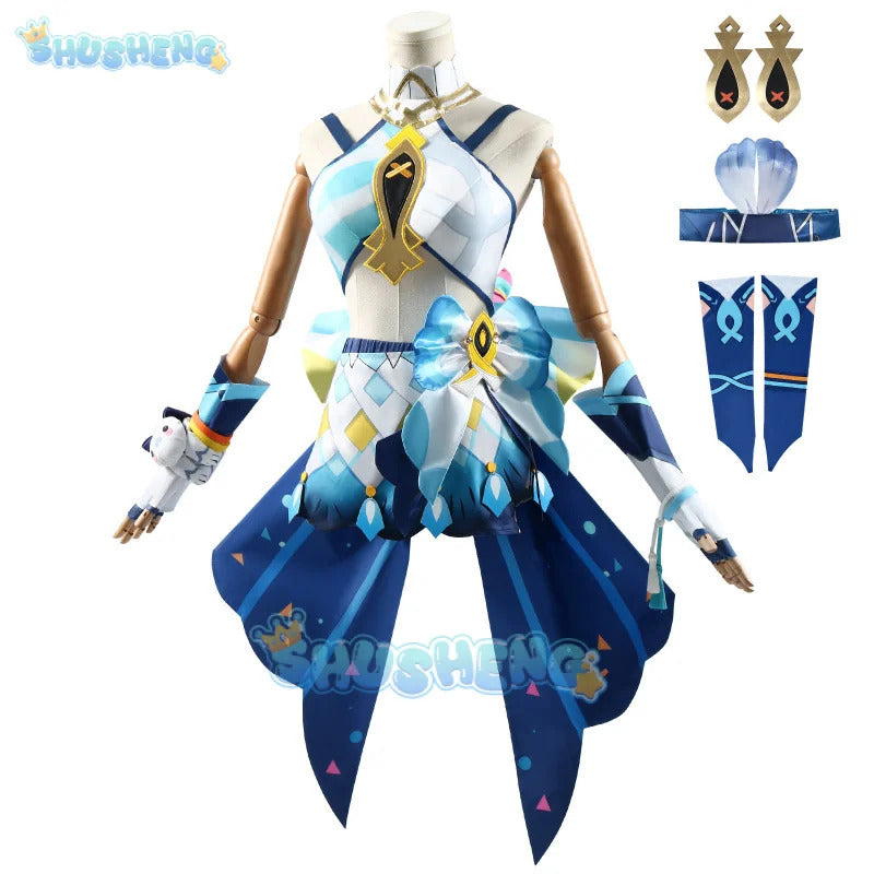 Shusheng Genshin Impact Mualani Cosplay Costume Uniform Headwear Doll Meztli Springs Natlan Halloween Party Women Girls Props