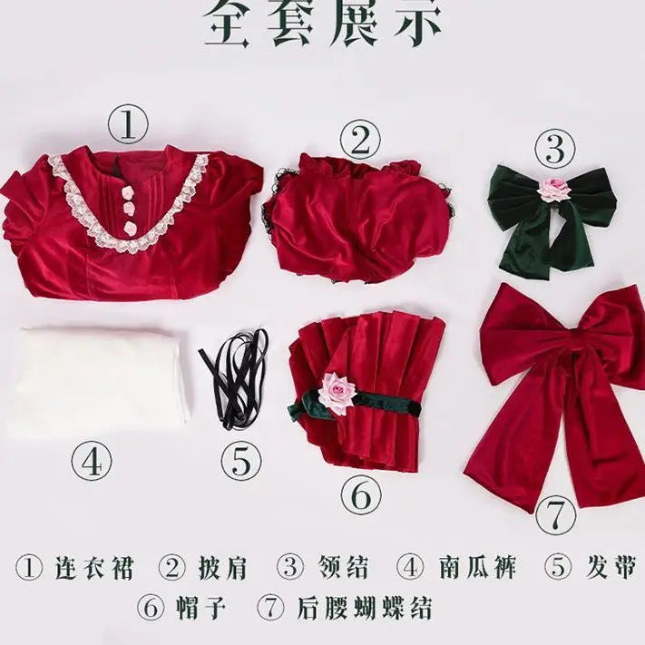 Rozen Maiden Shinku Cosplay Reiner Rubin Costume Cloak accessories Props Halloween carnival gorgeous red oversized dress set