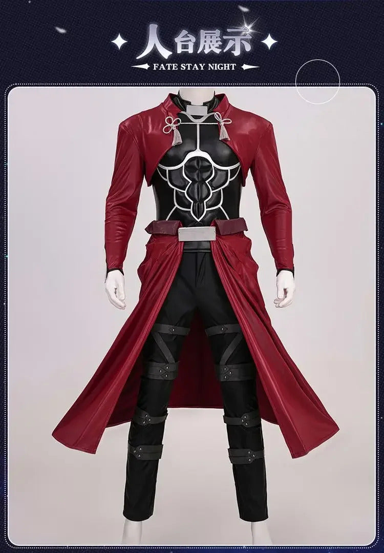 Anime Fate/stay nigh EMIYA Cosplay Arche Costume Black leather top apron pants set Halloween party handsome men women uniform