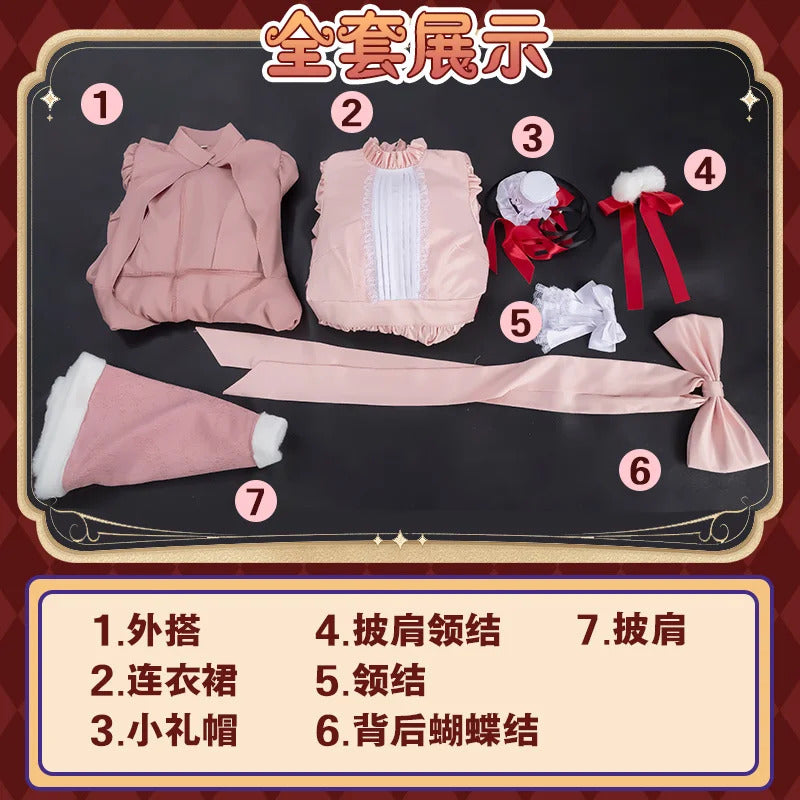 Victoric de Blois Cosplay costume Wig Anise Gosick Pink Dress Maid Lola Uniform Cloak hairpin Halloween Party Girls Women