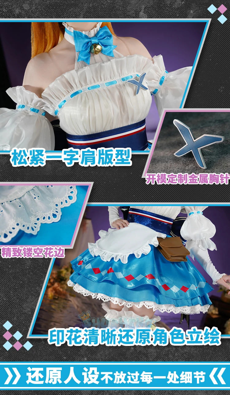 Shusheng Arknights Eyjafjalla A Picnic Before A Long Trip Game Suit Sweet Lovely Dress Cosplay Costume Halloween Party Outfit
