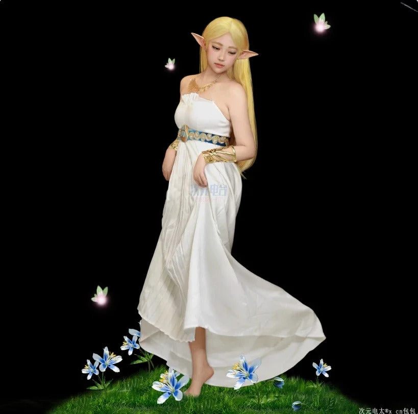 Game Zelda: Breath of the Wild Zelda Cosplay Costume Dress Belt Earrings Necklace Glove Set Halloween Party Sexy Women Uniform